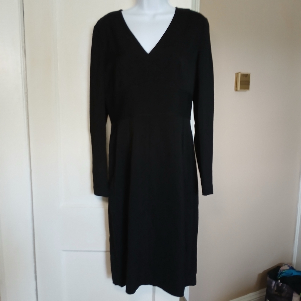 Diane‎ Von Furstenberg Dress Womens 8 Solid Black Long Sleeve Classic Designer